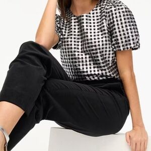 J. Crew Metallic Gingham Puff Sleeve Top